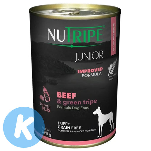 Nutripe Junior Beef & Green Tripe Dog Wet Food 390g x12
