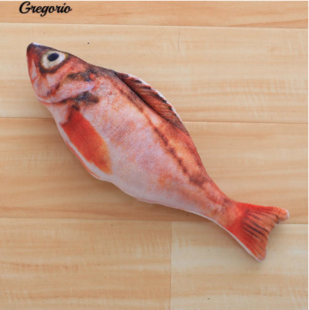 Cat Stuffed Toy Catmint Catnip Simulation Saury Fish Scratch Board Pet - RED ROCKFISH