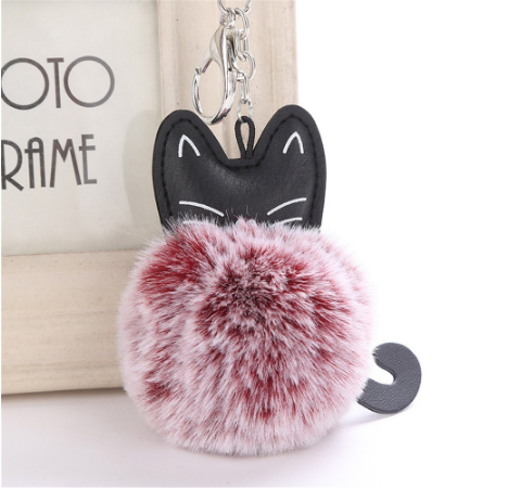 Cat Keychain Pompoms - RED