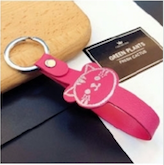 Cat PU Leather Key Rope Keychain Lanyard - ROSE