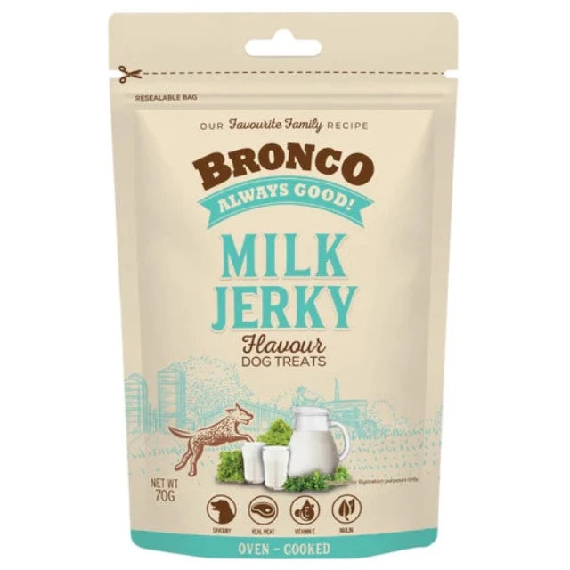 Bronco Jerky Milk Dog Treat 70g X12