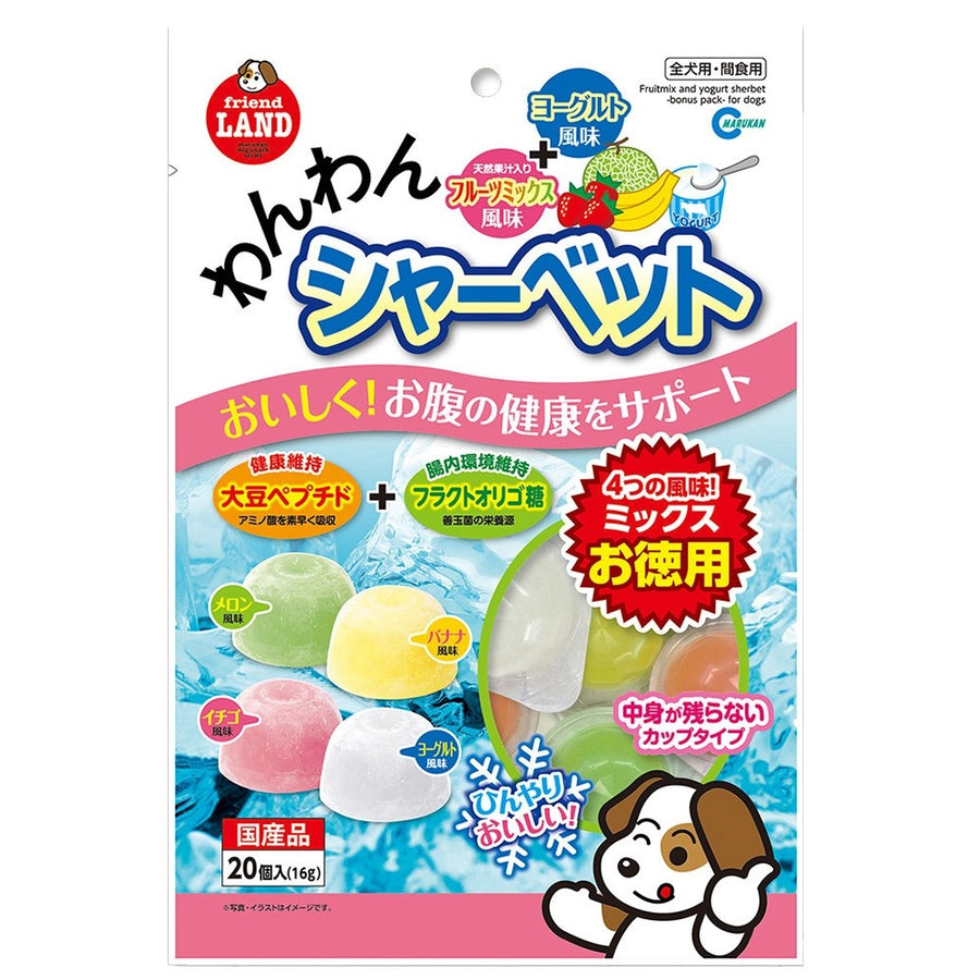Marukan Fruits Mix and Yogurt Sherbet Bonus Pack for Dogs 16g x 20 pieces