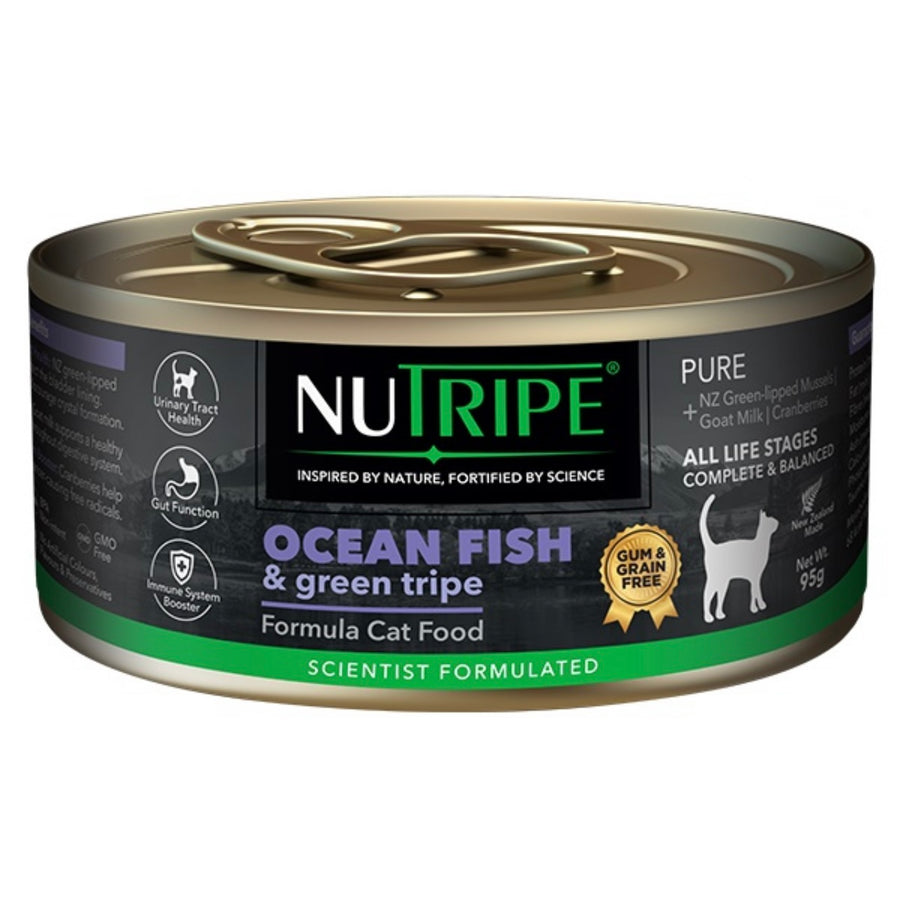 Nutripe Pure Ocean Fish & Green Tripe (Gum-Free) Cat Wet Food 95g X24