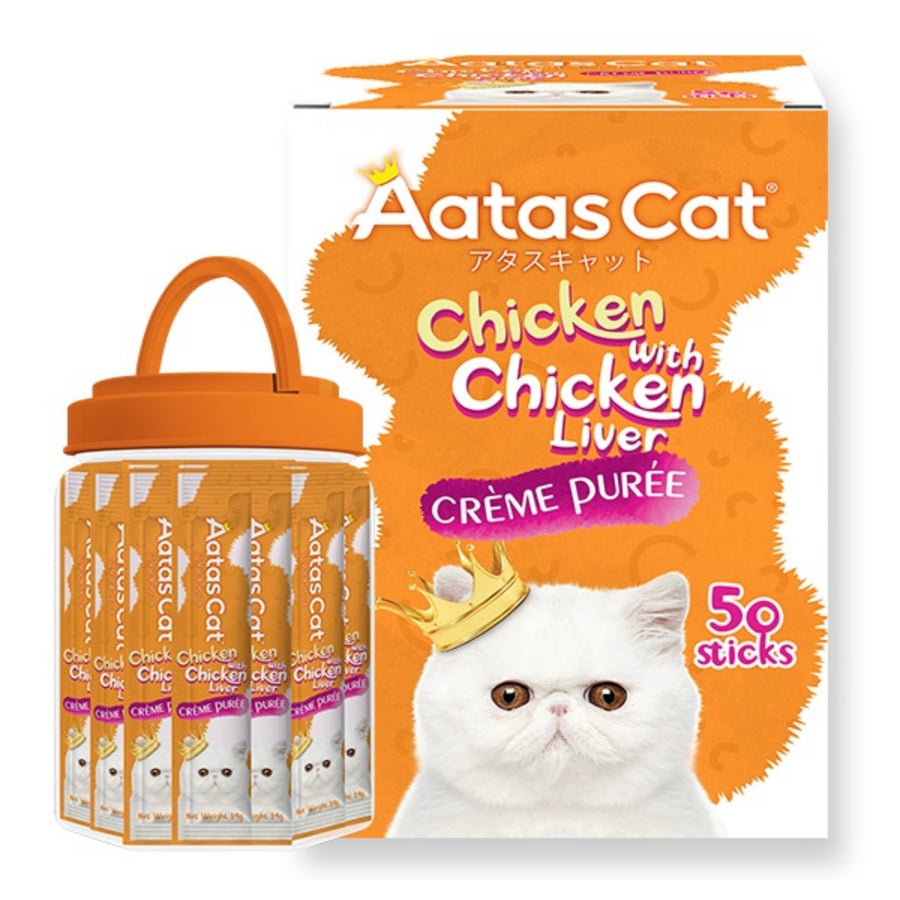 Aatas Cat Creme Puree Chicken with Chicken Liver 14g x 50 Sachets
