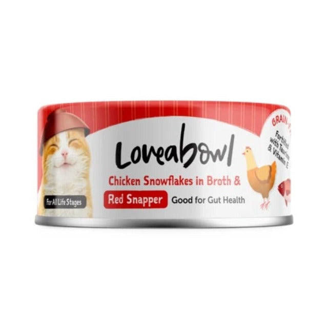 Loveabowl Chicken Snowflakes In Broth With Red Snapper Wet Cat Food 70g X24