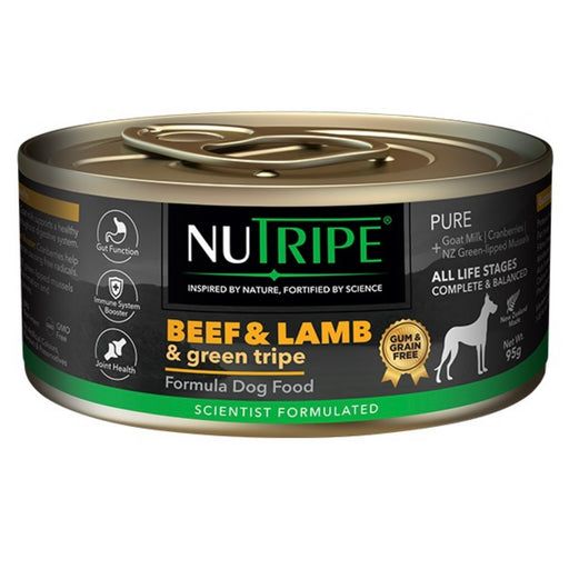 Nutripe Pure Beef and Lamb & Green Tripe Dog Wet Food (Gum-Free) 95g