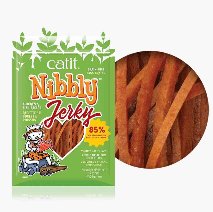 Catit Nibbly Jerky Chicken & Fish Treats for Cats 30g