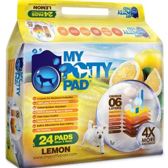 My Potty Pad Lemon Dog Training Pads | Fresh Lemon Scent | Super Absorbent | Leak-Proof | Puppy & Pet Pee Pads