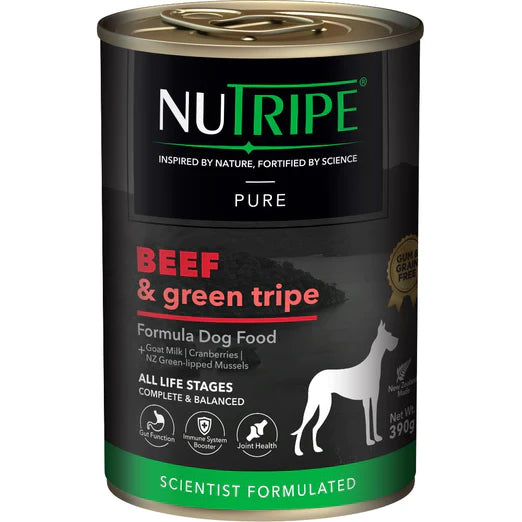 Nutripe Pure Beef & Green Tripe Dog Wet Food (Gum Free) 390g X12