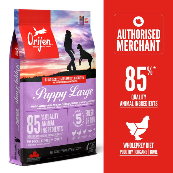 ORIJEN Large Breed Puppy Dry Dog Food 11.4kg | High Protein Growth Formula Puppy Kibble