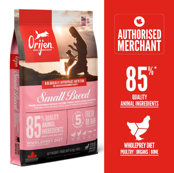 ORIJEN Small Breed Dry Dog Food 1.8kg / 4.5kg | High Protein Small Breed Formula Dog Kibble