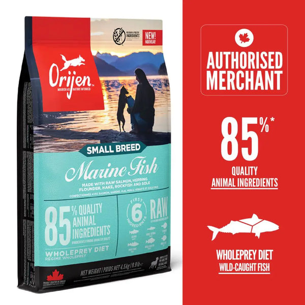 ORIJEN Small Breed Marine Fish Dry Dog Food 1.8kg / 4.5kg | High Protein Fish Recipe Dog Kibble