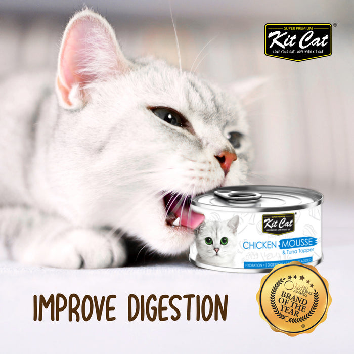 Kit Cat Chicken & Tuna Mousse/Topper Cat Wet Food 80g X 24 cans