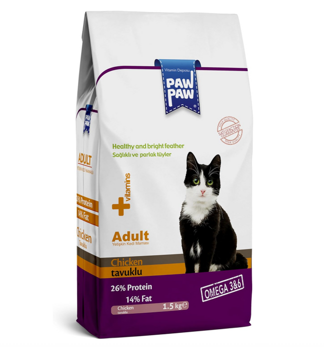 Pawpaw Adult Cat Food Chicken 1.5kg/15kg