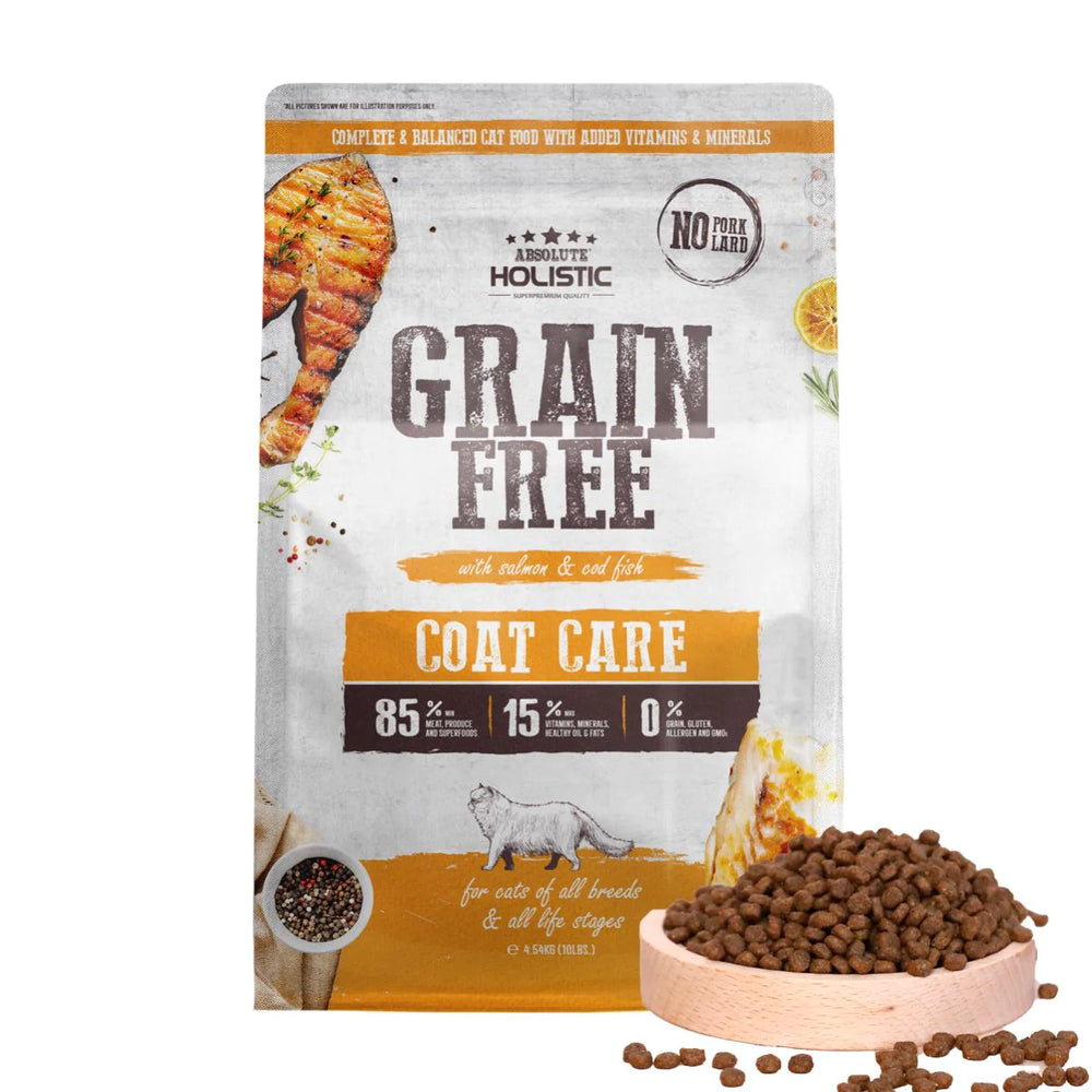 Absolute Holistic Grain Free Dry Cat Food Coat Care (2 Sizes)
