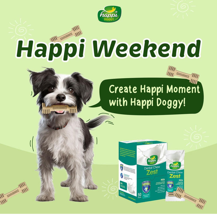 Happi Doggy Zest Milk 4 Inch Dental Dog Chew 25g X 50 Pcs