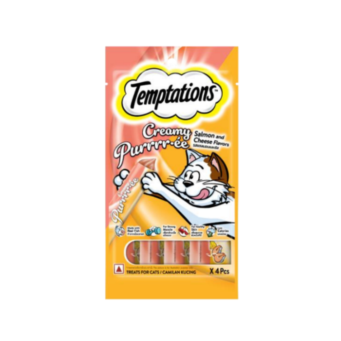 Temptations Assorted Creamy Pureee Cat Treats 48gX4pcs (12-Pack)