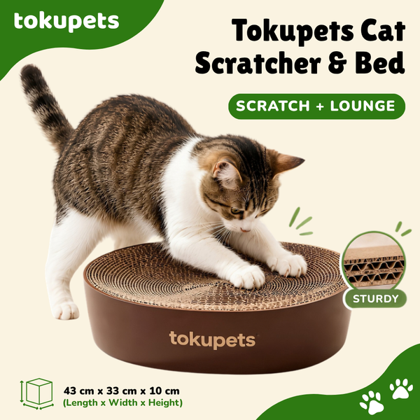 Tokupets 2-in-1 Oval Premium Cat Scratcher Bed | Durable and Sturdy | Eco-Friendly, Non-Toxic