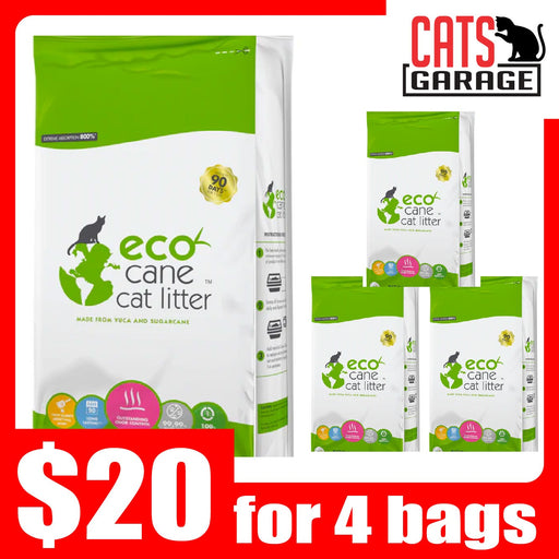 Eco Cane Natural Clumping Cat Litter 3.28kg [BUNDLE OF 4 Bags]