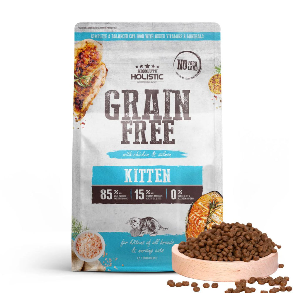 Absolute Holistic Grain Free Dry Cat Food Kitten (3lbs & 10lbs and 3lbsx4)