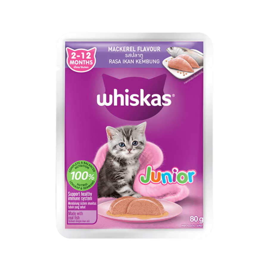 WHISKAS Pouch Core Cat Wet Food - Junior/Adult 80g (28-Pack)