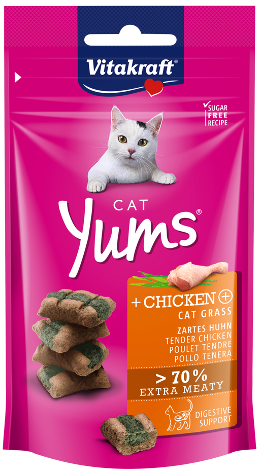 Vitakraft Cat Yums Chicken & Cat Grass 40g X9
