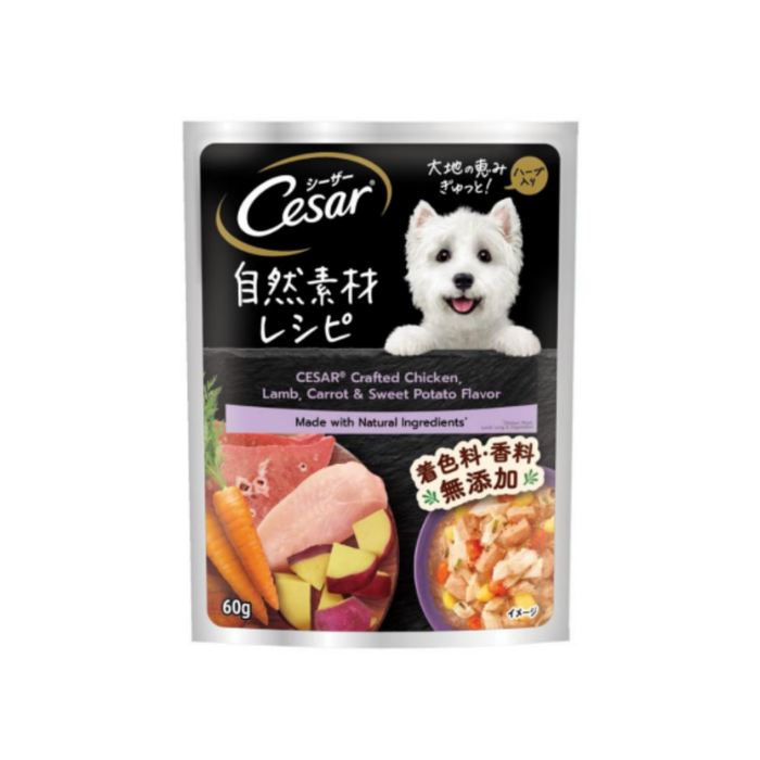 Cesar Assorted Natural Crafted/Premium Wet Dog Food Pouch 60g/70g (24-Pack)