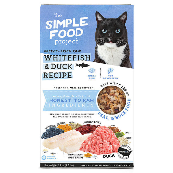 Simple Food Project Freeze Dried Raw Whitefish & Duck Recipe for Cat (2 Sizes)