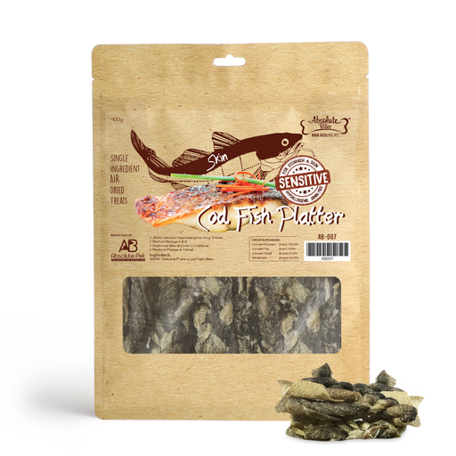 Absolute Bites Cod Fish Platter Air Dried Treats for Dogs 400g