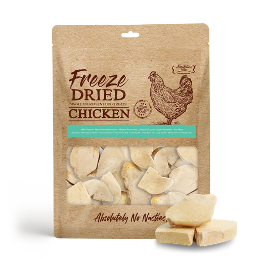 Absolute Bites Single Ingredient Chicken Breast  Freeze Dried Raw Treats for Dogs 60g