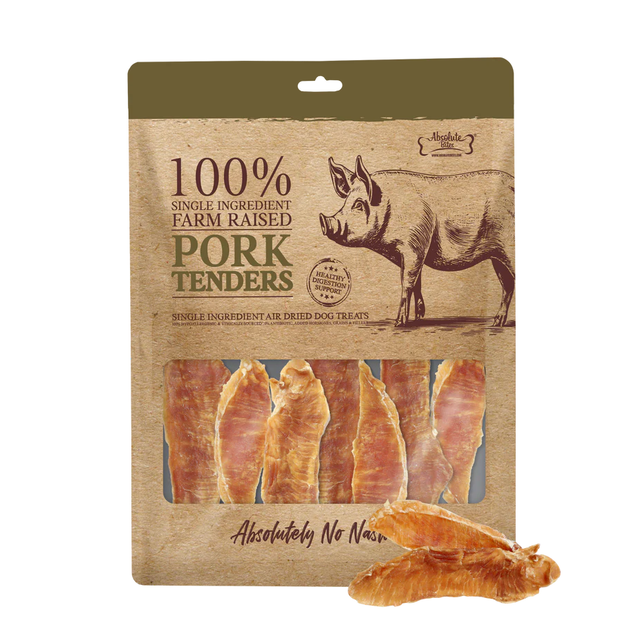 Absolute Bites Single Ingredient Pork Tenderloin Air Dried Treats for Dogs 90g