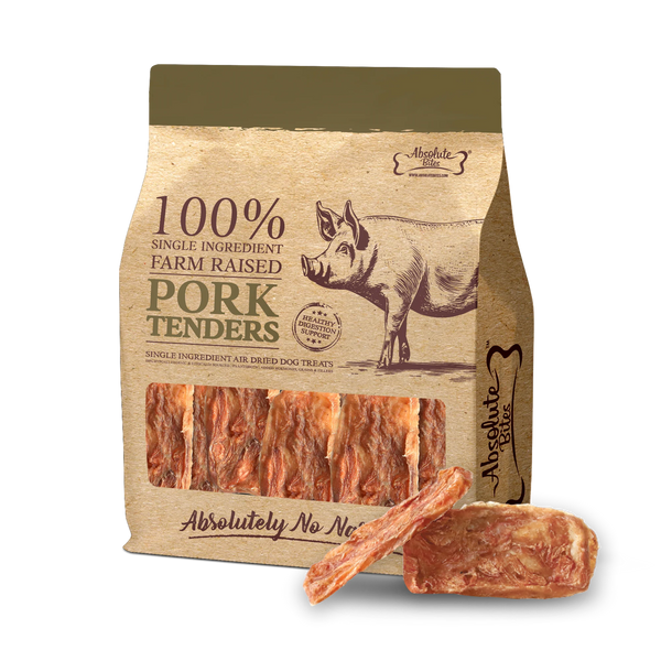 Absolute Bites Single Ingredient Pork Tenderloin Air Dried Treats for Dogs 250g