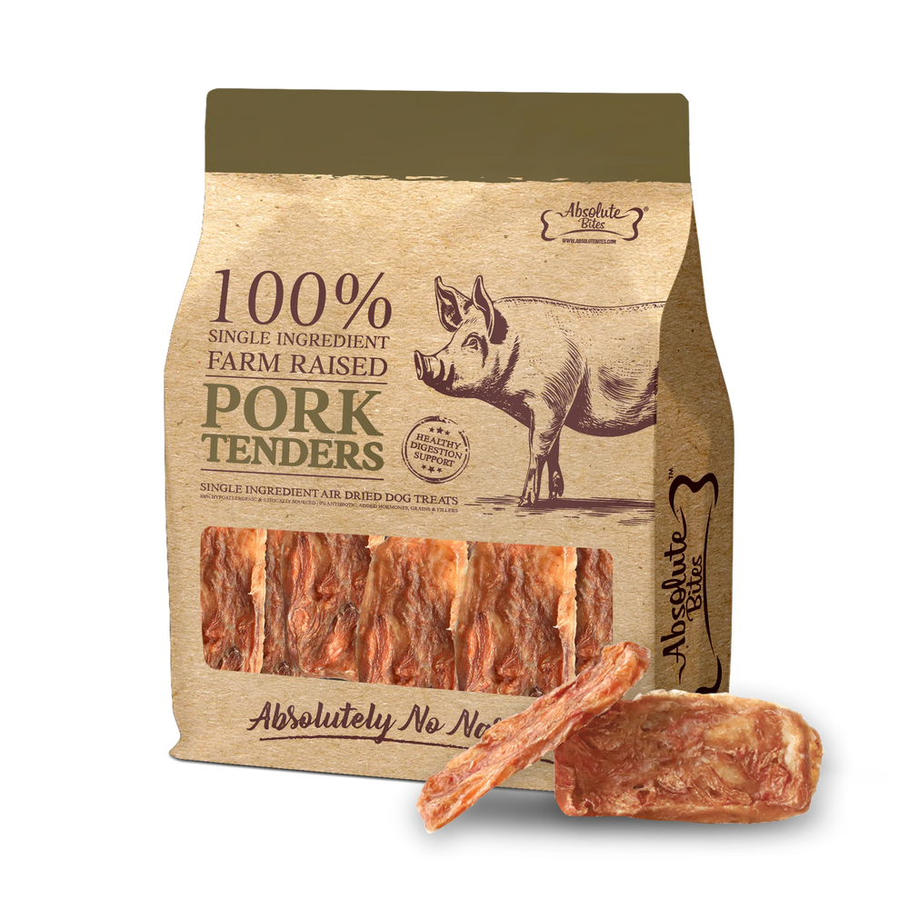 Absolute Bites Single Ingredient Pork Tenderloin Air Dried Treats for Dogs 250g