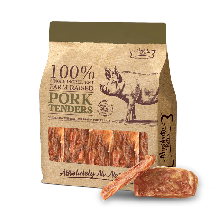 Absolute Bites Single Ingredient Pork Tenderloin Air Dried Treats for Dogs 250g