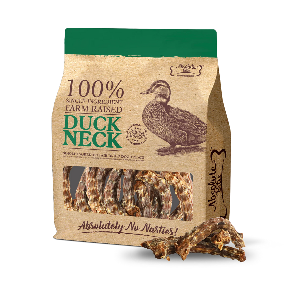 Absolute Bites Single Ingredient Duck Necks Air Dried Treats for Dogs 300g