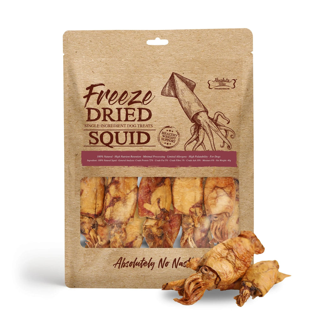Absolute Bites Single Ingredient Squid Freeze Dried Dog Treats 40g