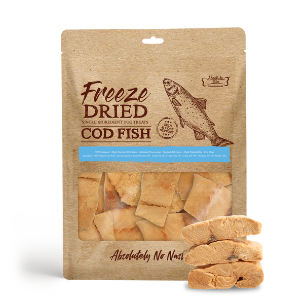 Absolute Bites Single Ingredient Cod Fish Freeze Dried Dogs Treats 30g
