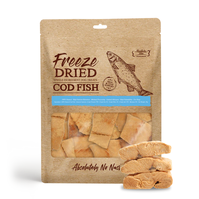 Absolute Bites Single Ingredient Cod Fish Freeze Dried Dogs Treats 30g