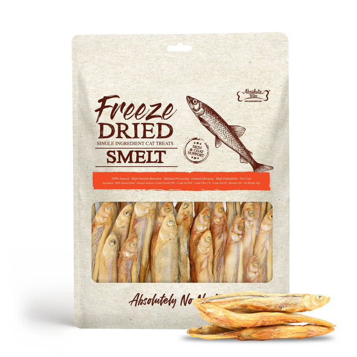 Absolute Bites Single Ingredient  Smelt  Freeze Dried Cat Treats 40g