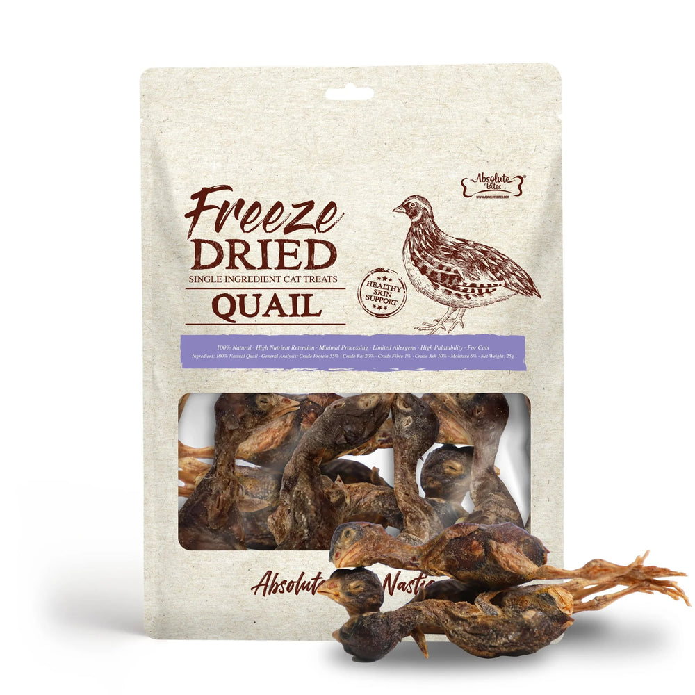 Absolute Bites Single Ingredient Quail  Freeze Dried Cat Treats 25g