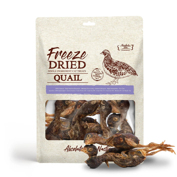 Absolute Bites Single Ingredient Quail  Freeze Dried Cat Treats 25g