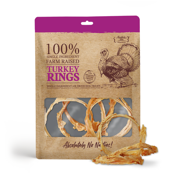 Absolute Bites Single Ingredient Turkey Rings Air Dried Treats For Dogs 35g