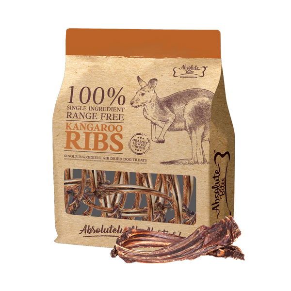 Absolute Bites Single Ingredient Roo Ribs  Air Dried Treats for Dog 250g [DC]