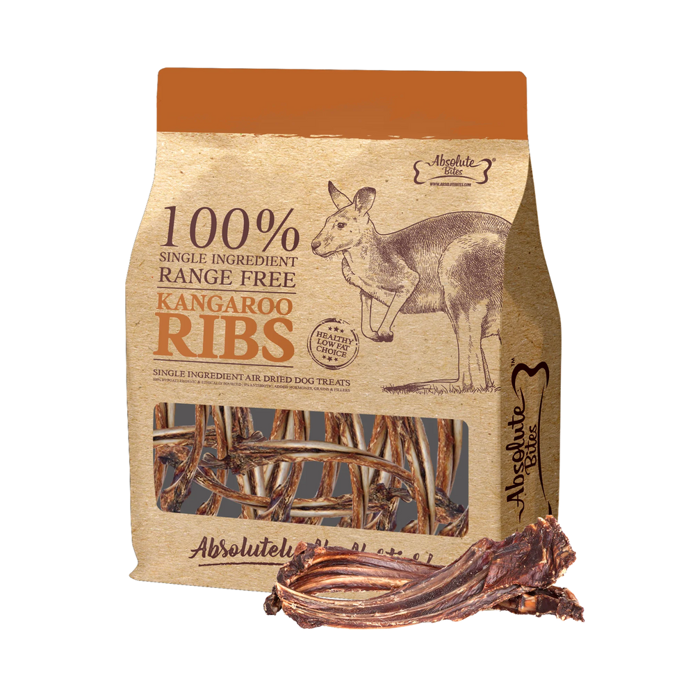 Absolute Bites Single Ingredient Roo Ribs  Air Dried Treats for Dog 250g [DC]