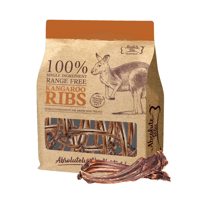 Absolute Bites Single Ingredient Roo Ribs  Air Dried Treats for Dog 250g [DC]