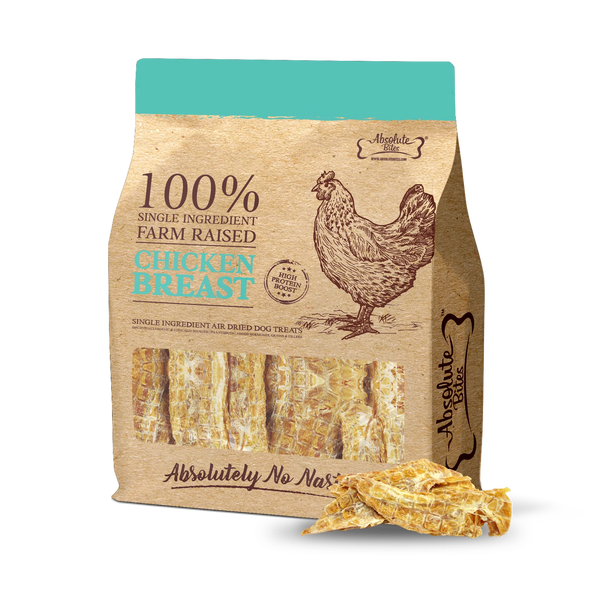 Absolute Bites Single Ingredient  Chicken Breast Air Dried Treats for Dogs 450g