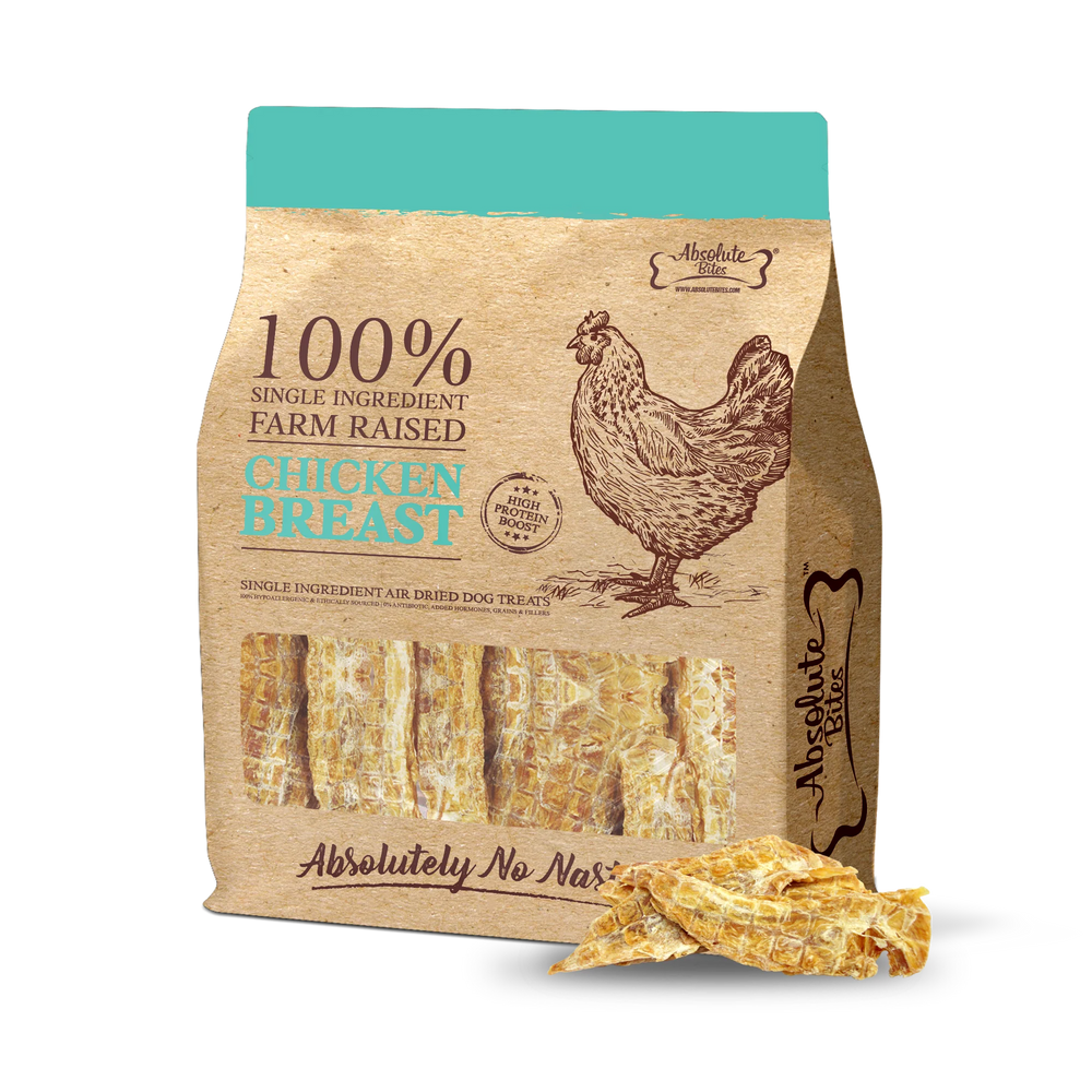 Absolute Bites Single Ingredient  Chicken Breast Air Dried Treats for Dogs 450g