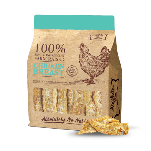 Absolute Bites Single Ingredient  Chicken Breast Air Dried Treats for Dogs 450g