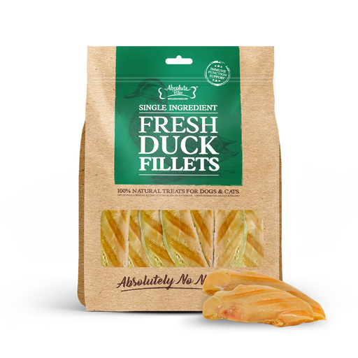 Absolute Bites Single Ingredient Fresh Duck Fillets  Fresh Cuts Treat for Cats & Dogs 360g | 12pcs