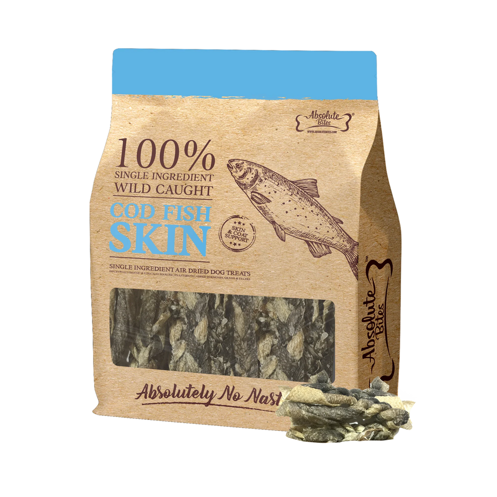 Absolute Bites Single Ingredient Cod Fish Platter Air Dried Treats for Dogs 250g